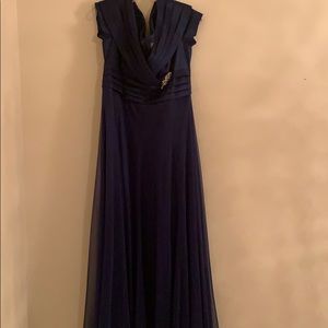 Dark blue off the shoulder dress